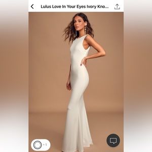 Lulus Love in your Eyes Ivory Knotted Mermaid Maxi Dress